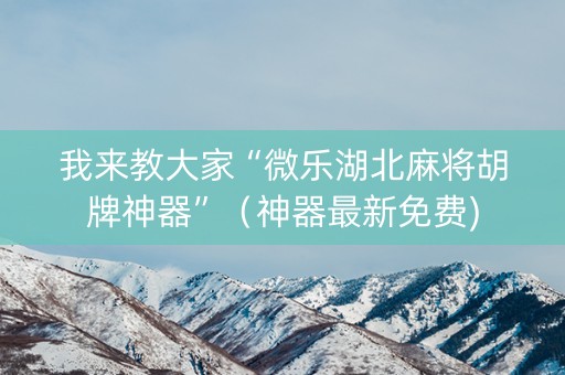我来教大家“微乐湖北麻将胡牌神器”（神器最新免费)