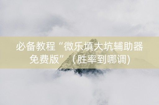必备教程“微乐填大坑辅助器免费版”（胜率到哪调)