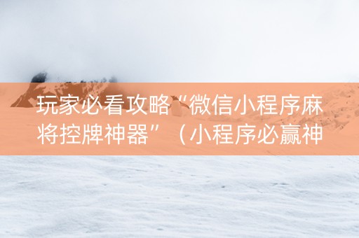 玩家必看攻略“微信小程序麻将控牌神器”（小程序必赢神器)