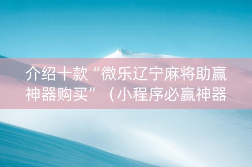 介绍十款“微乐辽宁麻将助赢神器购买”（小程序必赢神器)