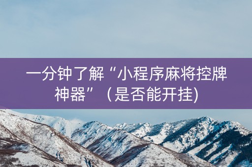 一分钟了解“小程序麻将控牌神器”（是否能开挂)