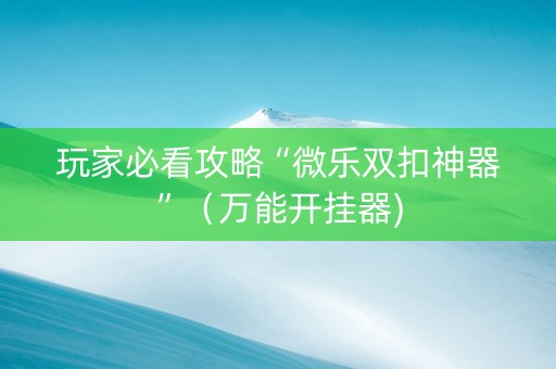 玩家必看攻略“微乐双扣神器”（万能开挂器)