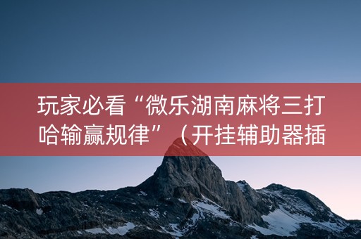 玩家必看“微乐湖南麻将三打哈输赢规律”（开挂辅助器插件)