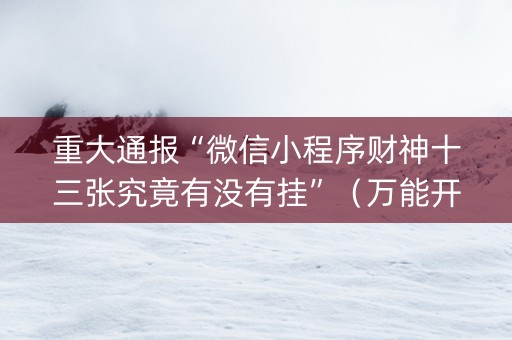 重大通报“微信小程序财神十三张究竟有没有挂”（万能开挂器)