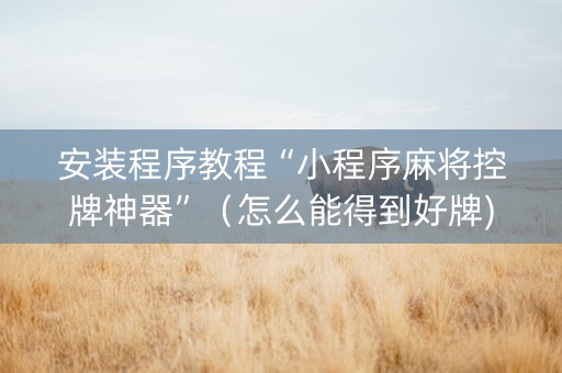 安装程序教程“小程序麻将控牌神器”（怎么能得到好牌)