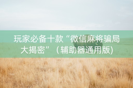 玩家必备十款“微信麻将骗局大揭密”（辅助器通用版)