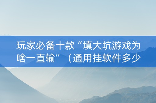 玩家必备十款“填大坑游戏为啥一直输”（通用挂软件多少钱)