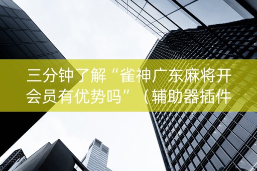 三分钟了解“雀神广东麻将开会员有优势吗”（辅助器插件)