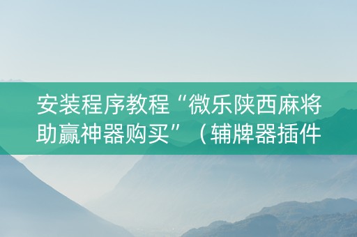 安装程序教程“微乐陕西麻将助赢神器购买”（辅牌器插件购买)