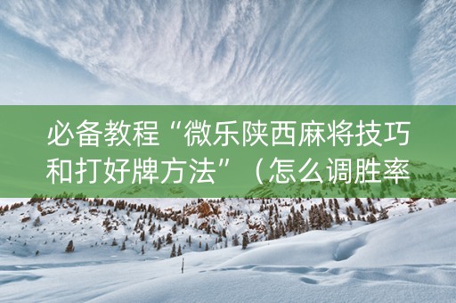 必备教程“微乐陕西麻将技巧和打好牌方法”（怎么调胜率)