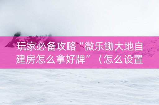玩家必备攻略“微乐锄大地自建房怎么拿好牌”（怎么设置才能赢)