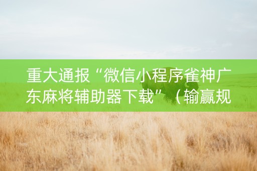 重大通报“微信小程序雀神广东麻将辅助器下载”（输赢规律)