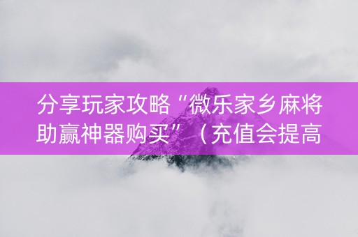 分享玩家攻略“微乐家乡麻将助赢神器购买”（充值会提高胜率么)