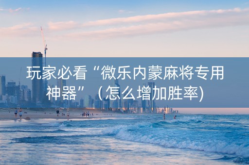 玩家必看“微乐内蒙麻将专用神器”（怎么增加胜率)