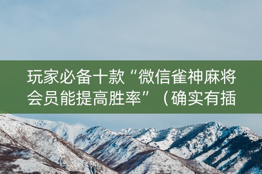 玩家必备十款“微信雀神麻将会员能提高胜率”（确实有插件吗)