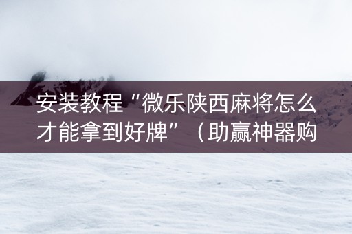 安装教程“微乐陕西麻将怎么才能拿到好牌”（助赢神器购买)