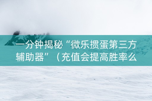 一分钟揭秘“微乐掼蛋第三方辅助器”（充值会提高胜率么)