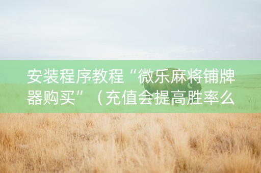安装程序教程“微乐麻将铺牌器购买”（充值会提高胜率么)
