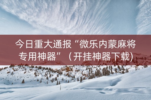 今日重大通报“微乐内蒙麻将专用神器”（开挂神器下载)