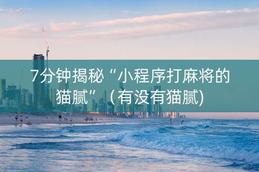 7分钟揭秘“小程序打麻将的猫腻”（有没有猫腻)