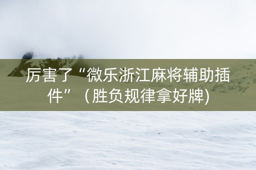 厉害了“微乐浙江麻将辅助插件”（胜负规律拿好牌)