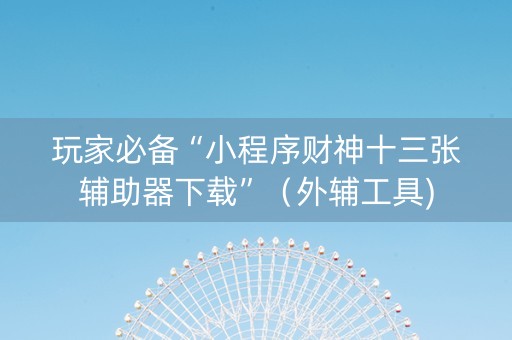 玩家必备“小程序财神十三张辅助器下载”（外辅工具)
