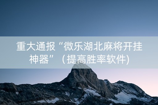 重大通报“微乐湖北麻将开挂神器”（提高胜率软件)