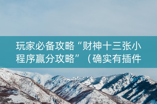 玩家必备攻略“财神十三张小程序赢分攻略”（确实有插件吗)