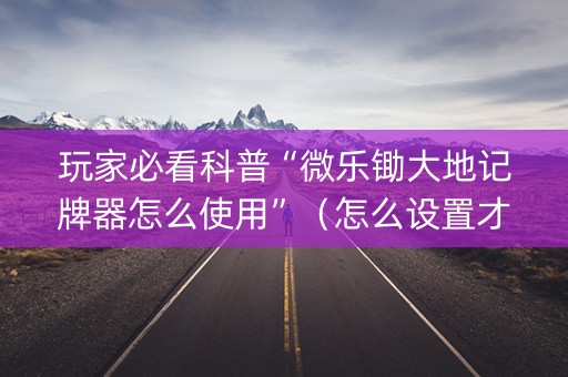 玩家必看科普“微乐锄大地记牌器怎么使用”（怎么设置才能赢)