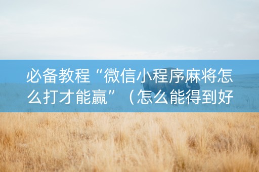 必备教程“微信小程序麻将怎么打才能赢”（怎么能得到好牌)