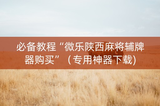 必备教程“微乐陕西麻将辅牌器购买”（专用神器下载)