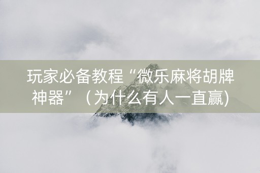 玩家必备教程“微乐麻将胡牌神器”（为什么有人一直赢)