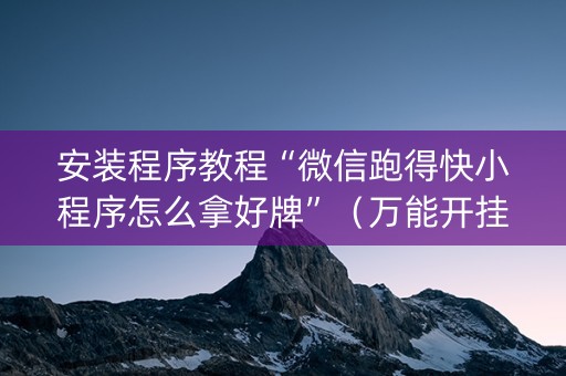 安装程序教程“微信跑得快小程序怎么拿好牌”（万能开挂神器)
