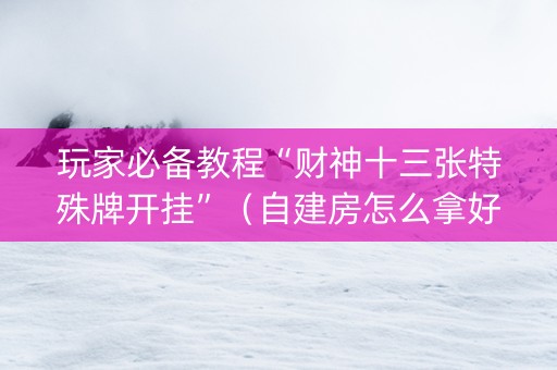 玩家必备教程“财神十三张特殊牌开挂”（自建房怎么拿好牌)