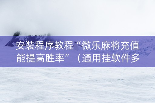 安装程序教程“微乐麻将充值能提高胜率”（通用挂软件多少钱)