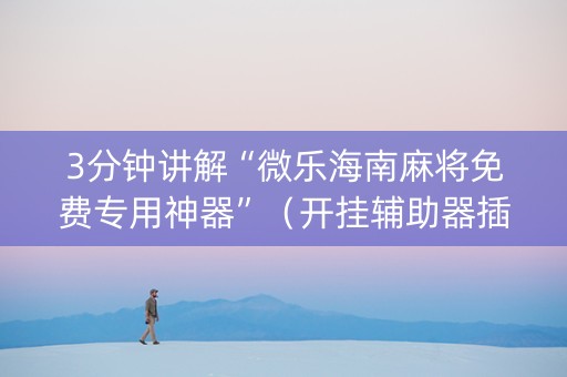 3分钟讲解“微乐海南麻将免费专用神器”（开挂辅助器插件)