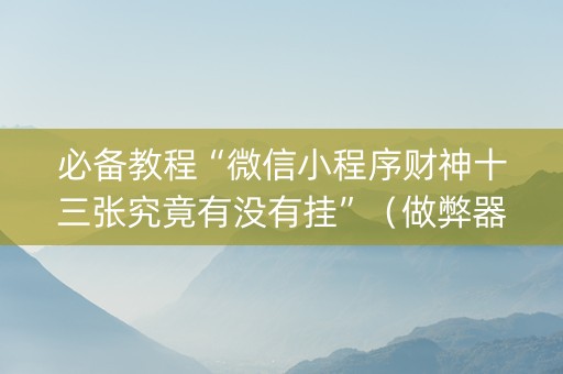 必备教程“微信小程序财神十三张究竟有没有挂”（做弊器软件下载)