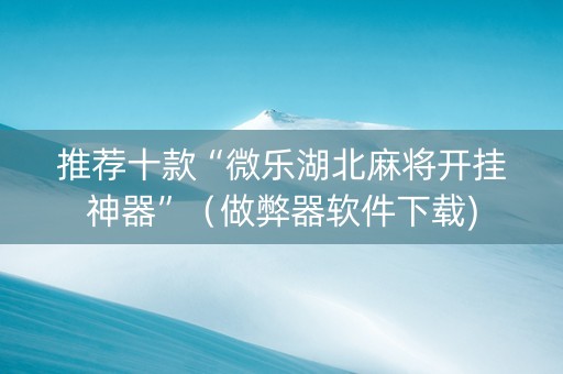 推荐十款“微乐湖北麻将开挂神器”（做弊器软件下载)