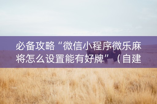 必备攻略“微信小程序微乐麻将怎么设置能有好牌”（自建房怎么赢)