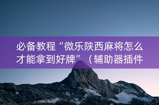 必备教程“微乐陕西麻将怎么才能拿到好牌”（辅助器插件)