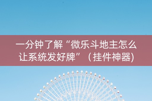 一分钟了解“微乐斗地主怎么让系统发好牌”（挂件神器)