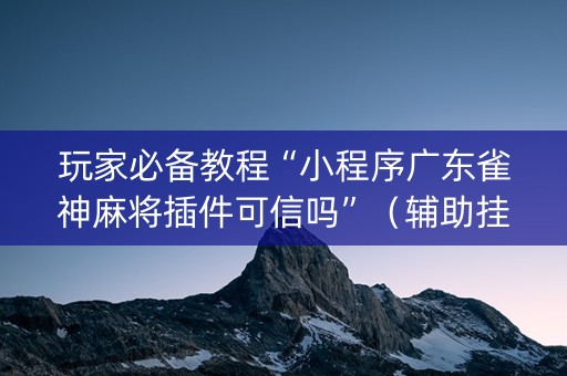 玩家必备教程“小程序广东雀神麻将插件可信吗”（辅助挂发牌规律)