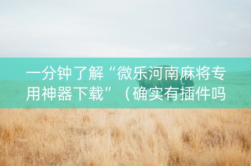 一分钟了解“微乐河南麻将专用神器下载”（确实有插件吗)