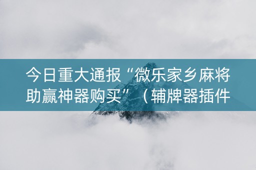 今日重大通报“微乐家乡麻将助赢神器购买”（辅牌器插件购买)