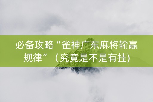 必备攻略“雀神广东麻将输赢规律”（究竟是不是有挂)