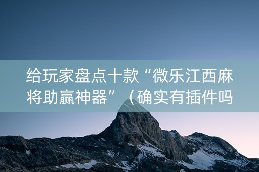 给玩家盘点十款“微乐江西麻将助赢神器”（确实有插件吗)