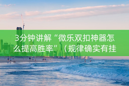 3分钟讲解“微乐双扣神器怎么提高胜率”（规律确实有挂)