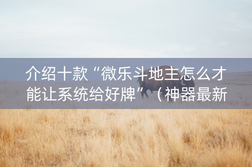 介绍十款“微乐斗地主怎么才能让系统给好牌”（神器最新免费)