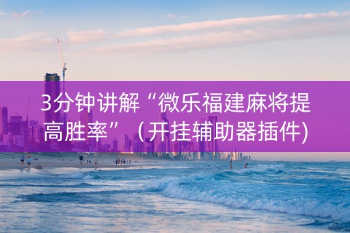 3分钟讲解“微乐福建麻将提高胜率”（开挂辅助器插件)
