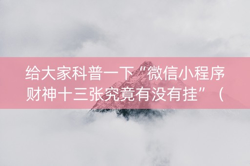 给大家科普一下“微信小程序财神十三张究竟有没有挂”（专用神器)